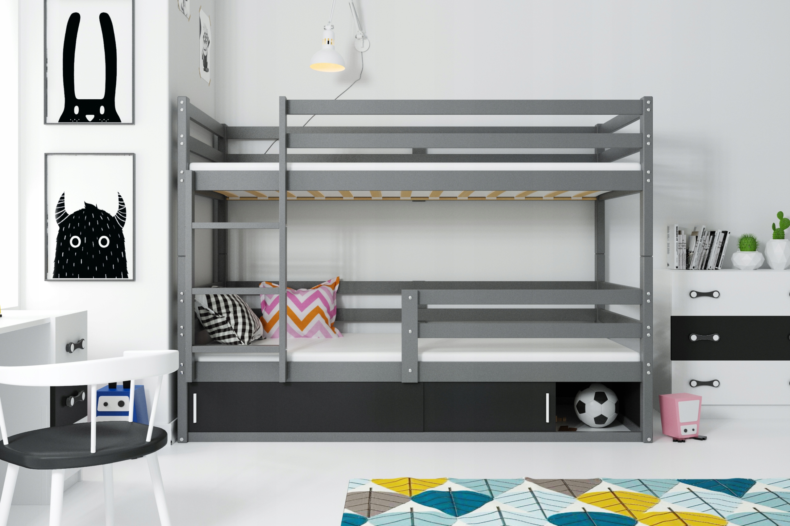 Łóżko piętrowe dla dzieci Bingo od Interbeds Marka INTERBEDS