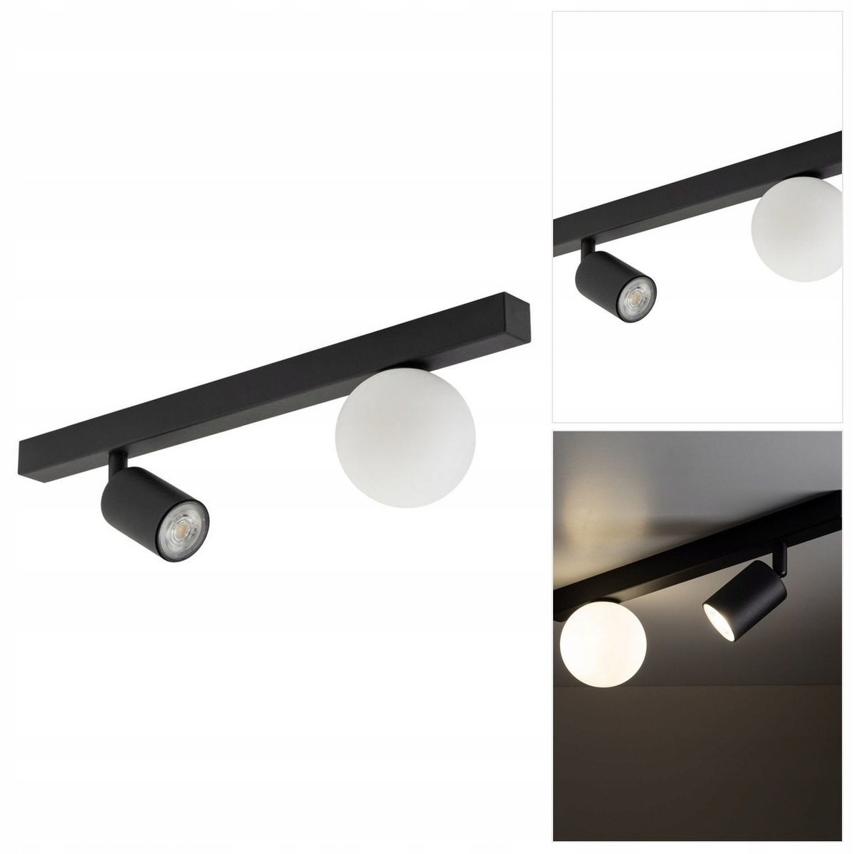 Černé stropní svítidlo Vox s bodovým osvětlením do pracovny Tk Lighting