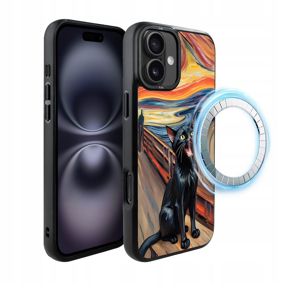 Matný Pouzdro Ibizu DropGuard pro iPhone 16 s MagSafe, kočičí křik