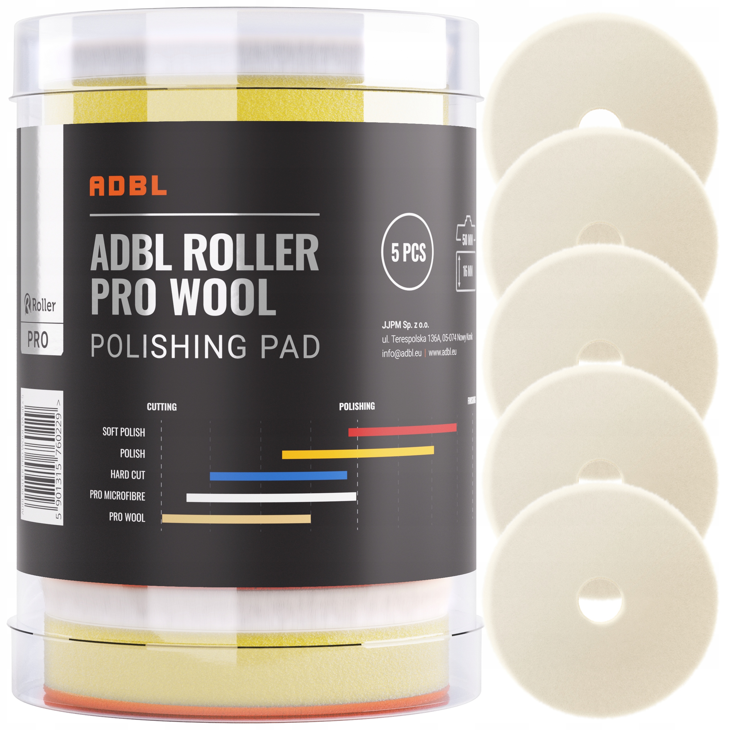 Adbl 50mm Da Roller Pad Pro Wool 5szt. Zestaw Mini Padów Polerskich