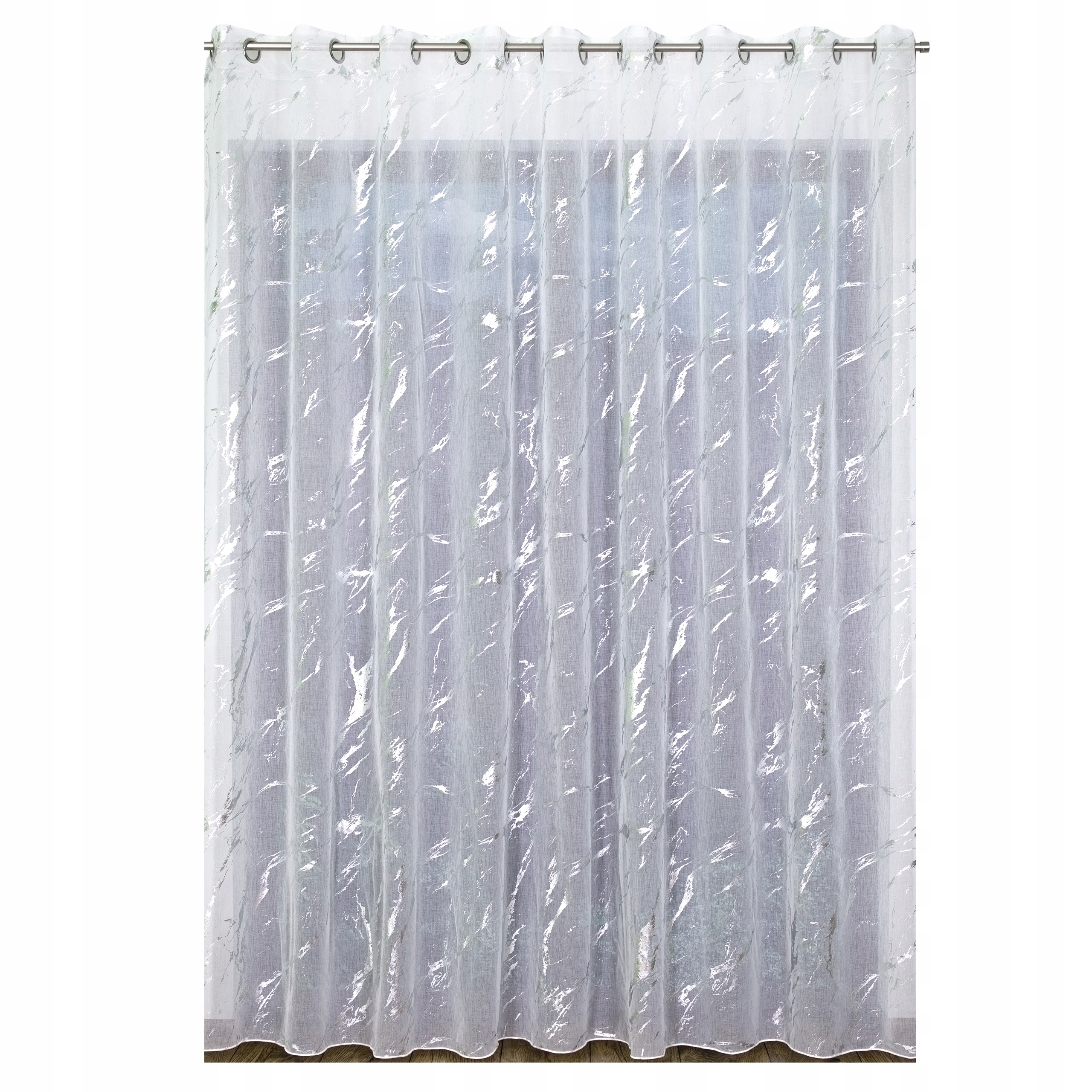 Bílý mramorový Záclona s olověným závěsem 400x280 cm, elegantní obývací pokoj