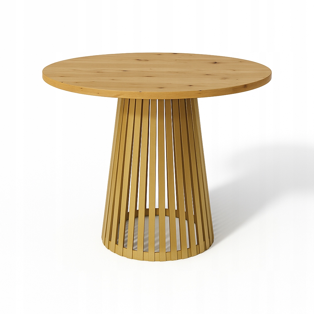 Zlatý konferenční stůl, velký stůl do obývacího pokoje, kulatý stůl Dub Artisan 110 cm