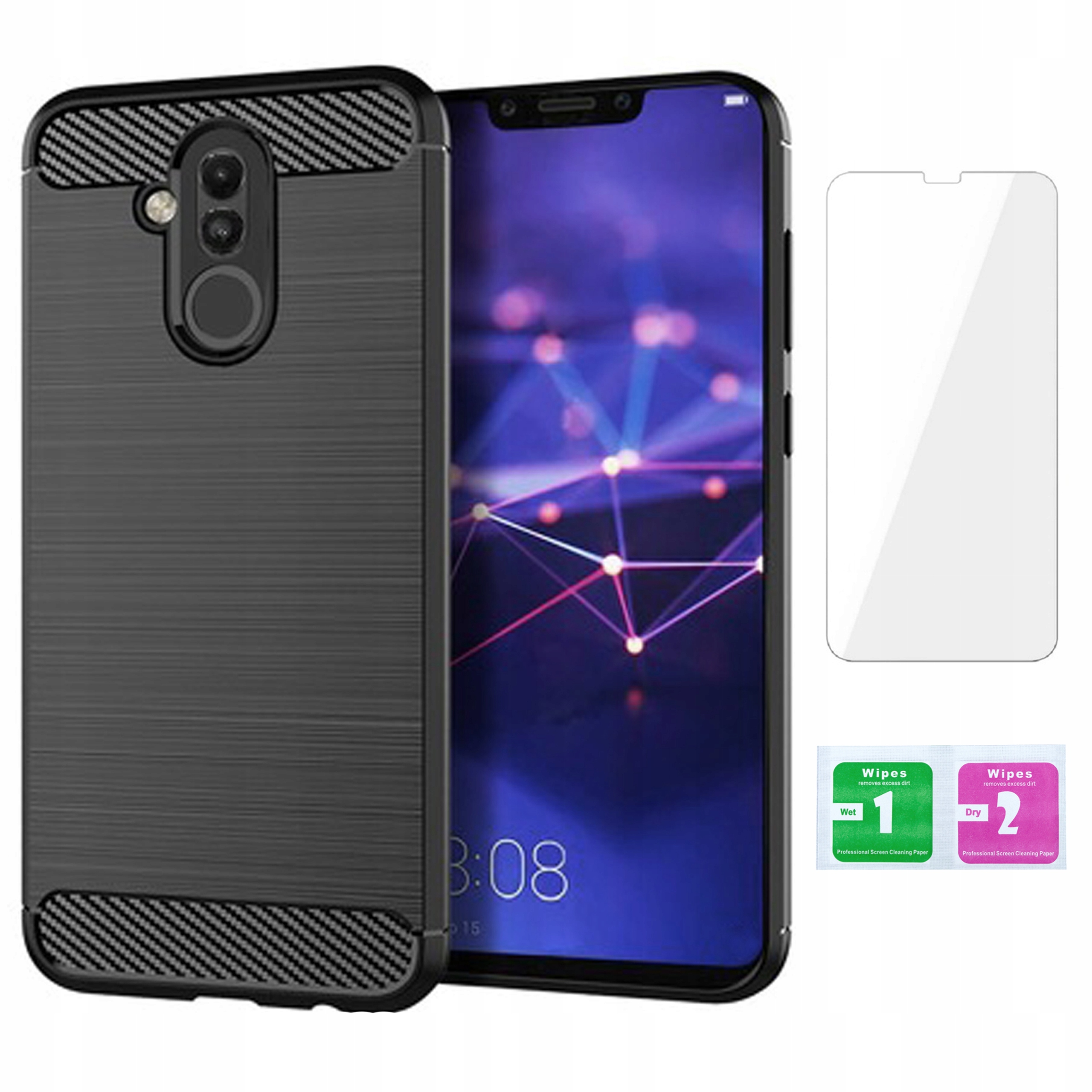 

Etui Pancerne Karbon do Huawei Mate 20 Lite +szkło