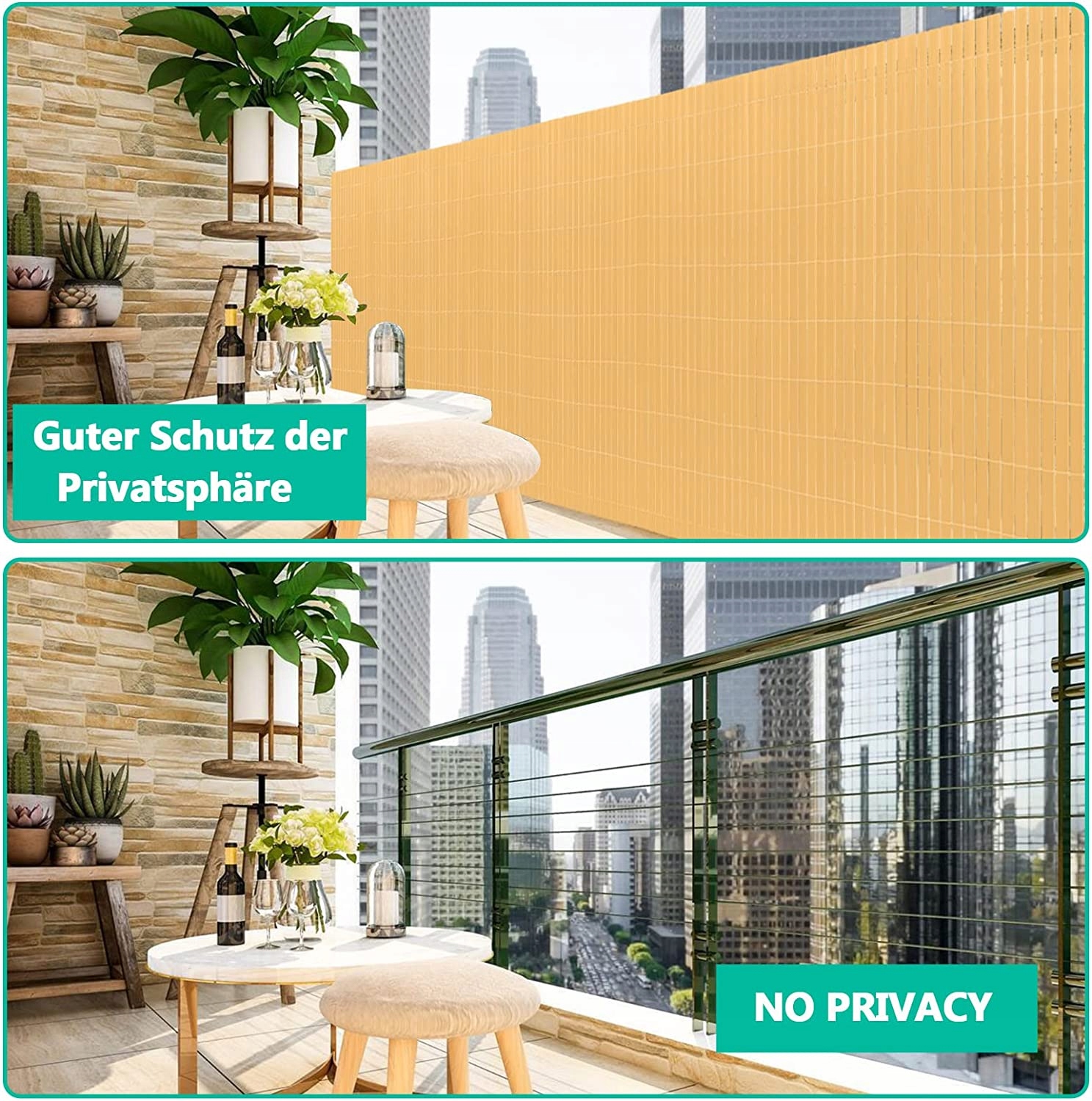 DWUSTRONNA MATA NA BALKON TARAS PŁOT PVC 90x300cm Długość 300 cm