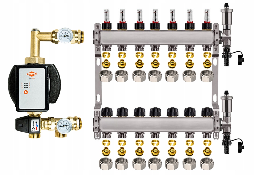 Rozdělovač pro podlahu 7 nerezový pro vytápění Čerpadlo Wita Pex