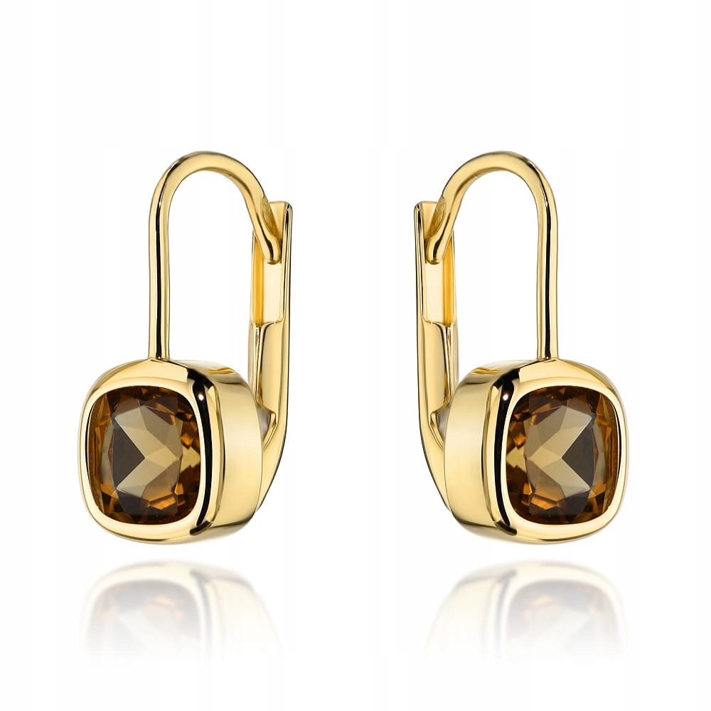 Zlaté náušnice 585, čtverečky s kamenem Zultanite 2.41 g, elegantní vzor