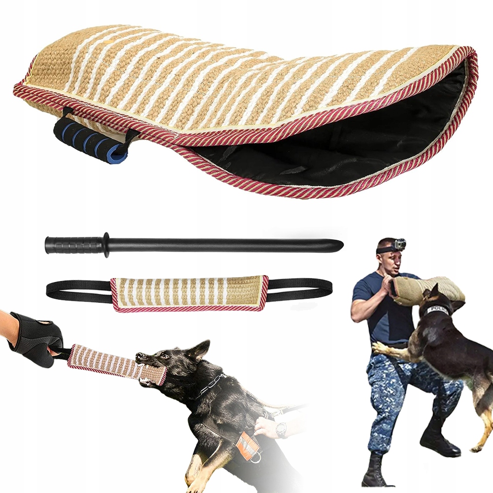 Rukáv Na Výcvik Psa Klacek Na Kousání 3V1 Juta Kov Trvanlivý Set