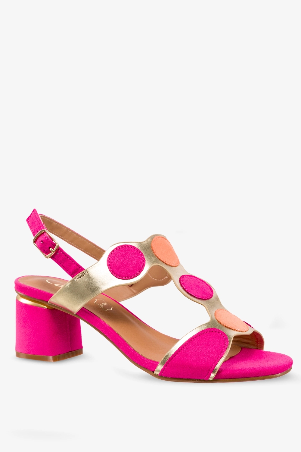 SANDAŁY DAMSKIE OZDOBNE KOLOROWE WSTAWKI OBCAS KLOCEK MODNE RÓŻOWE r 35 Stan opakowania oryginalne