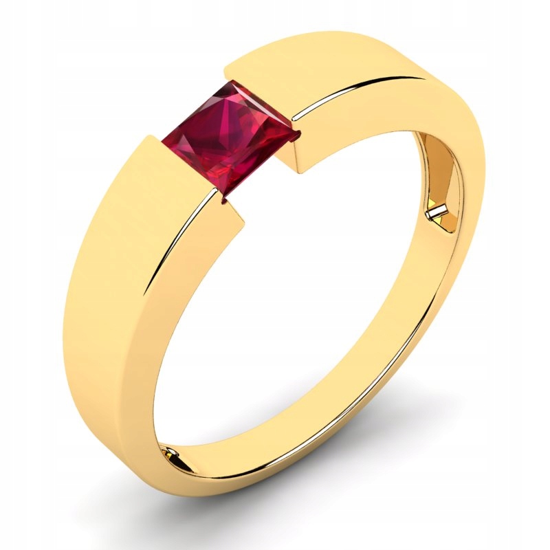 

Pierścionek Złoty Z Kwadratowym Rubinem 0,40CT