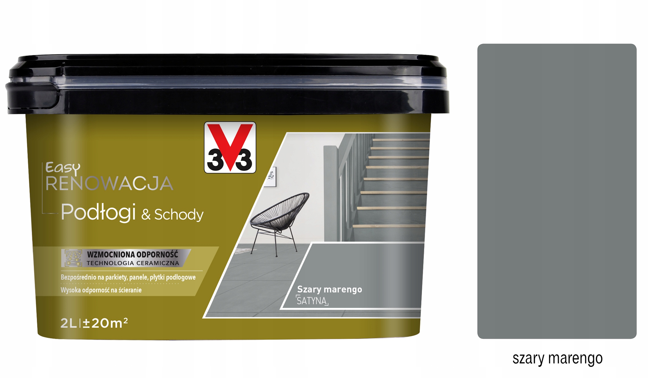 V33 Farba renovácia Podlahy A Schody 2 L Sivý marengo satén