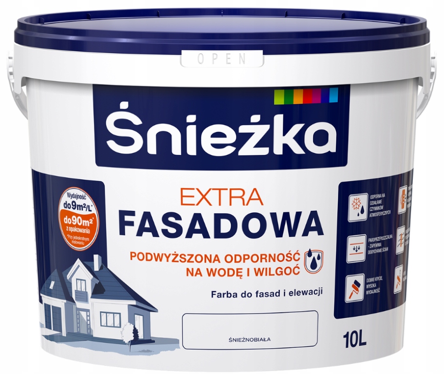 Snehovo biela farba na fasády a fasády 10L Matná Extra fasáda