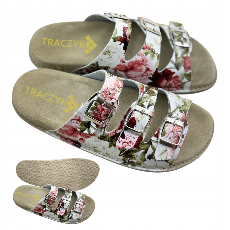 Nazouváky Ortopedické Pohodlné 3 Květinové Pásky Přírodní Kůže Fusbet vel.