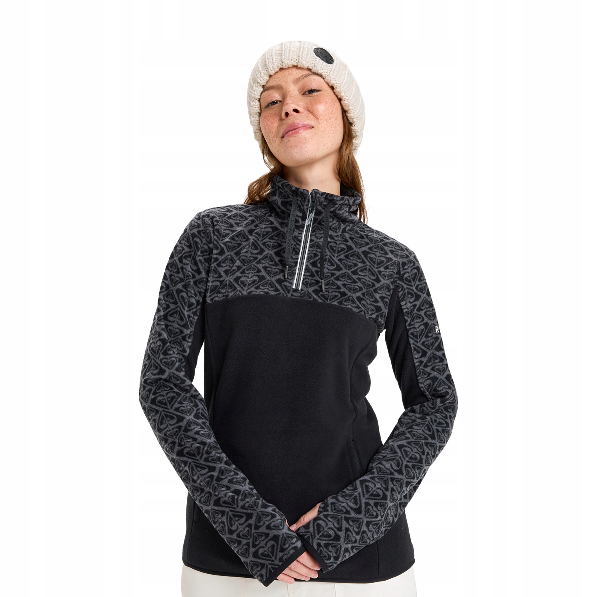 Mikina Roxy Sayna Half Zip true black roxygram tonal Xs