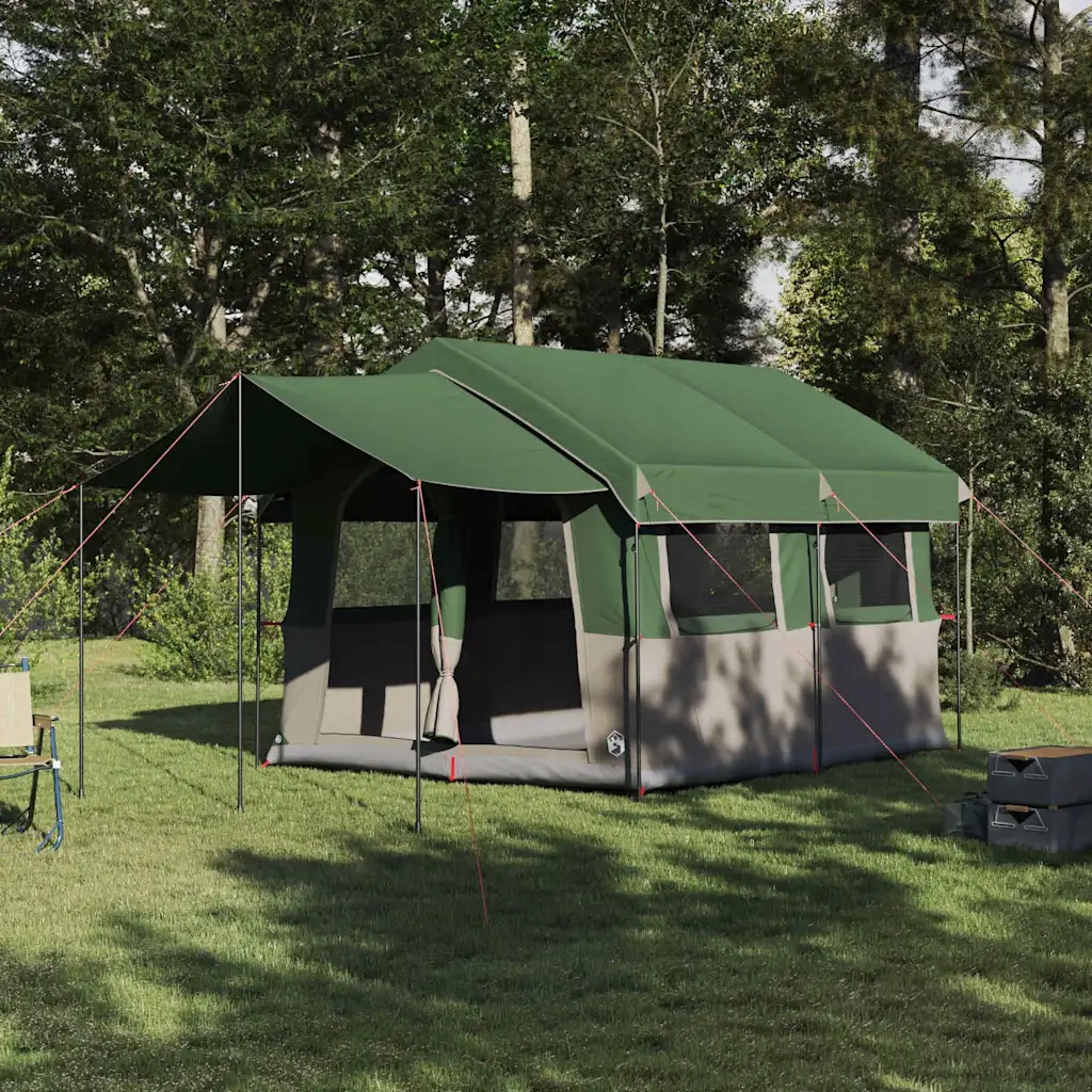vidaXL Rodinný stan pro 4 osoby Zelená a bílá 324 x 255 x 230 cm