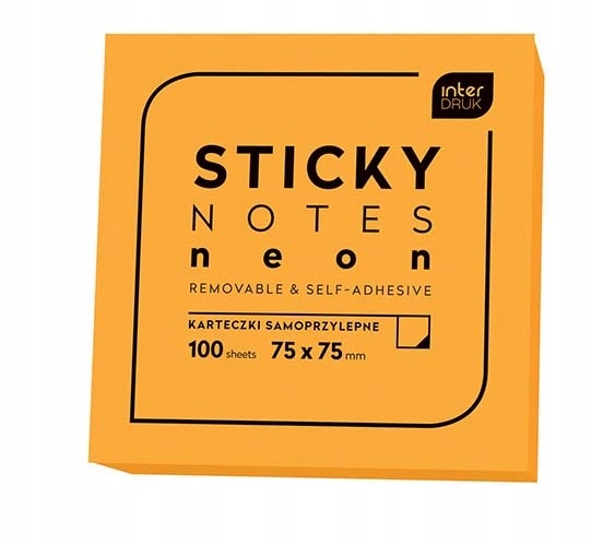 KARTECZKI SAMOPRZYLEPNE POMARAŃCZOWE NEON 100SZTUK
