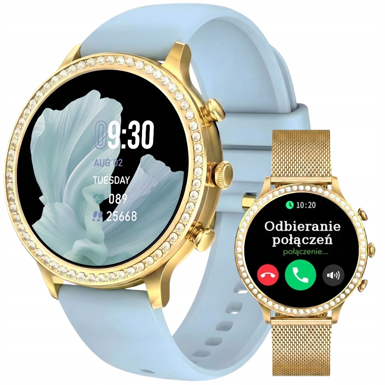 Dámské hodinky Chytré Hodinky 2 Řemínky Připojení Sms Puls Kroky Hudba