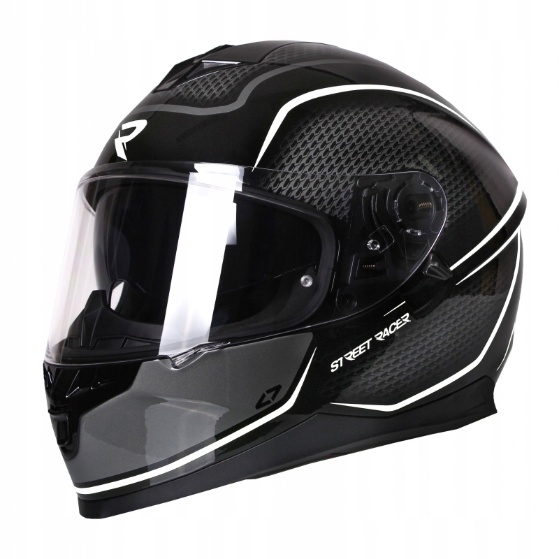 Street Racer Magna czarno-biały integralny kask motocyklowy Rozmiar: XL