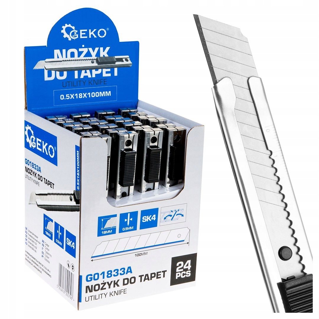 Nůž na tapety 100x18x0.5 mm Ss SK4 výstavní karton (192)