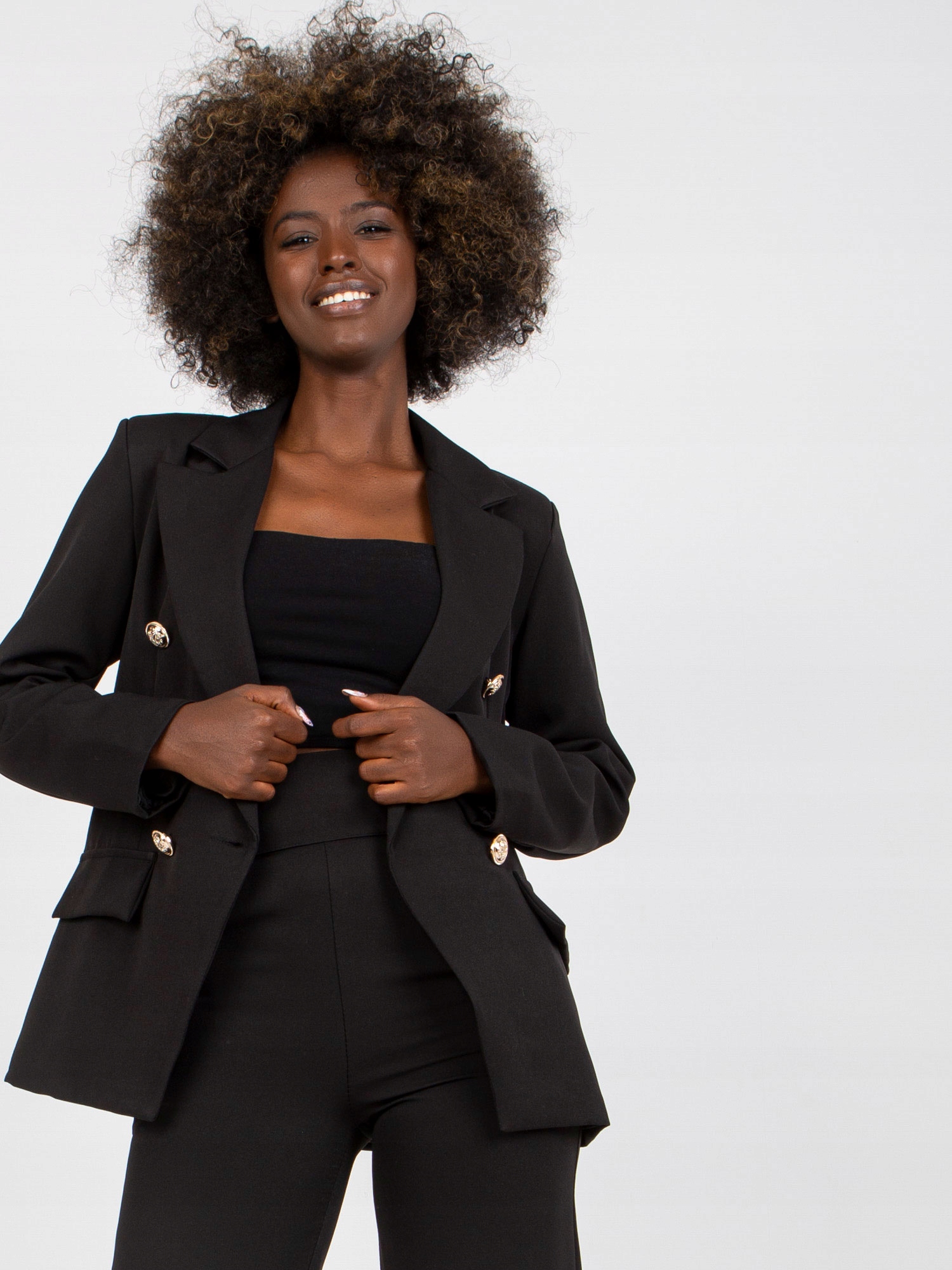 Elegancka Damska Marynarka dwurzędowa guziki - M Rozmiar M