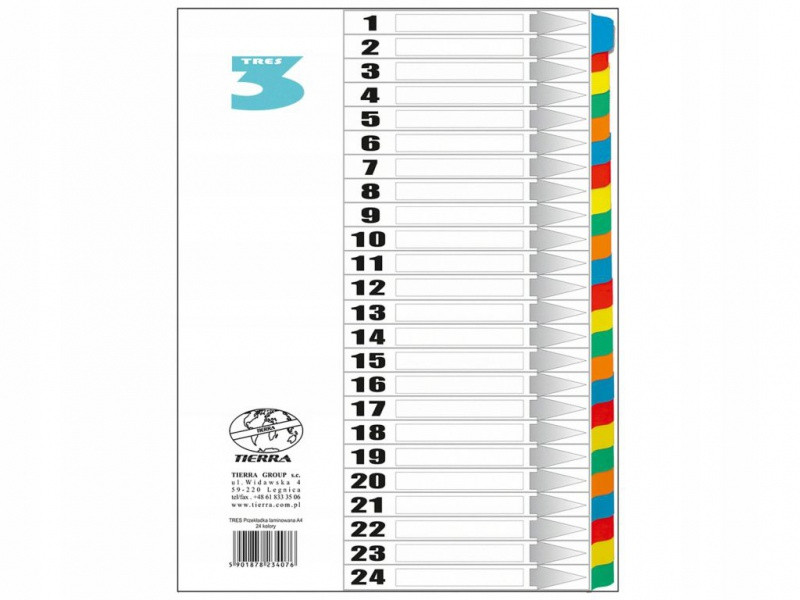 Przekładki Laminowane KOLOROWE do Segregatora A4