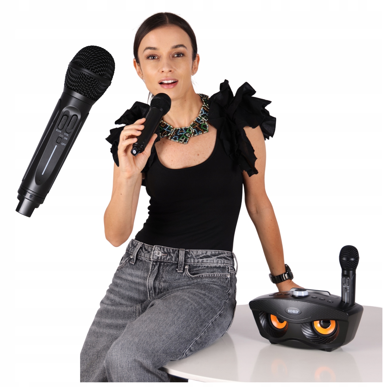 Karaoke Bezdrôtový Set 2 Mikrofóny Bluetooth Prenosný Reproduktor