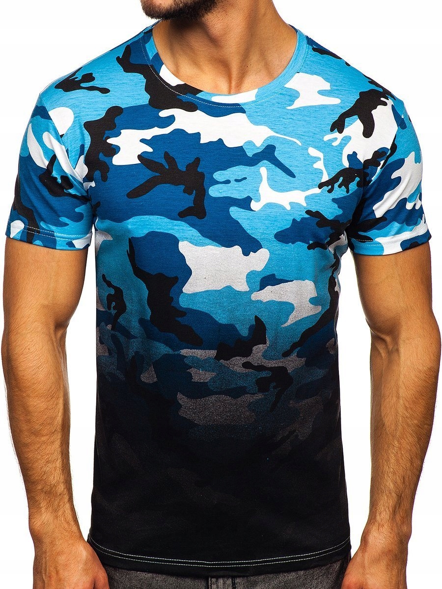 

T-shirt Męski Z Nadrukiem Błękitny S808 Denley_l