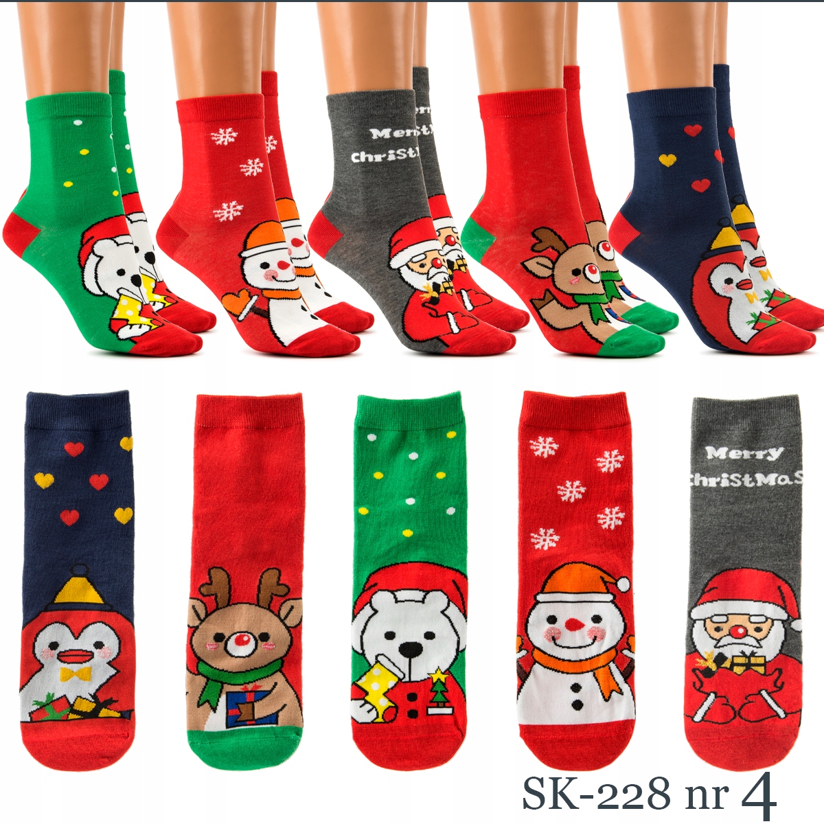 SKARPETY ŚWIĄTECZNE DAMSKIE BAWEŁNIANE NA PREZENT MIKOŁAJ Płeć kobieta
