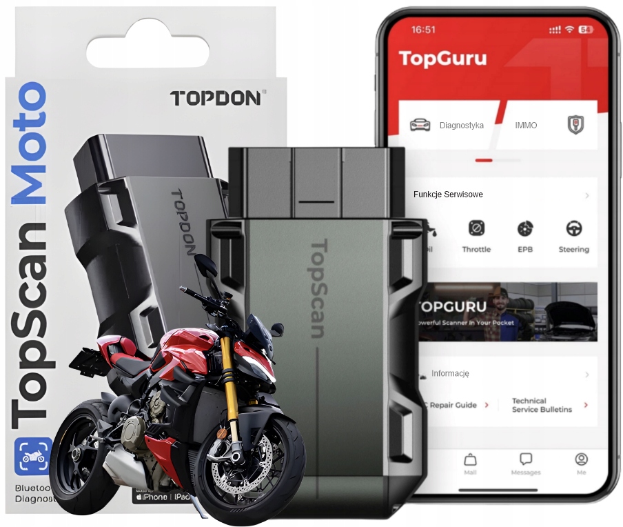 Diagnostický tester pre motocykle Topdon TopScan Moto Motocykel