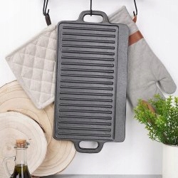 Płyta GRILLOWA żeliwna patelnia dwustronna 45,5x23 Materiał żeliwo