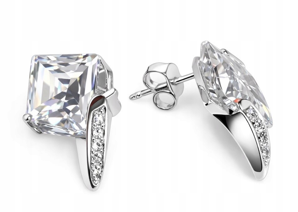 stříbrné náušnice Stříbro 925 na tyči Okázalé Zirkony