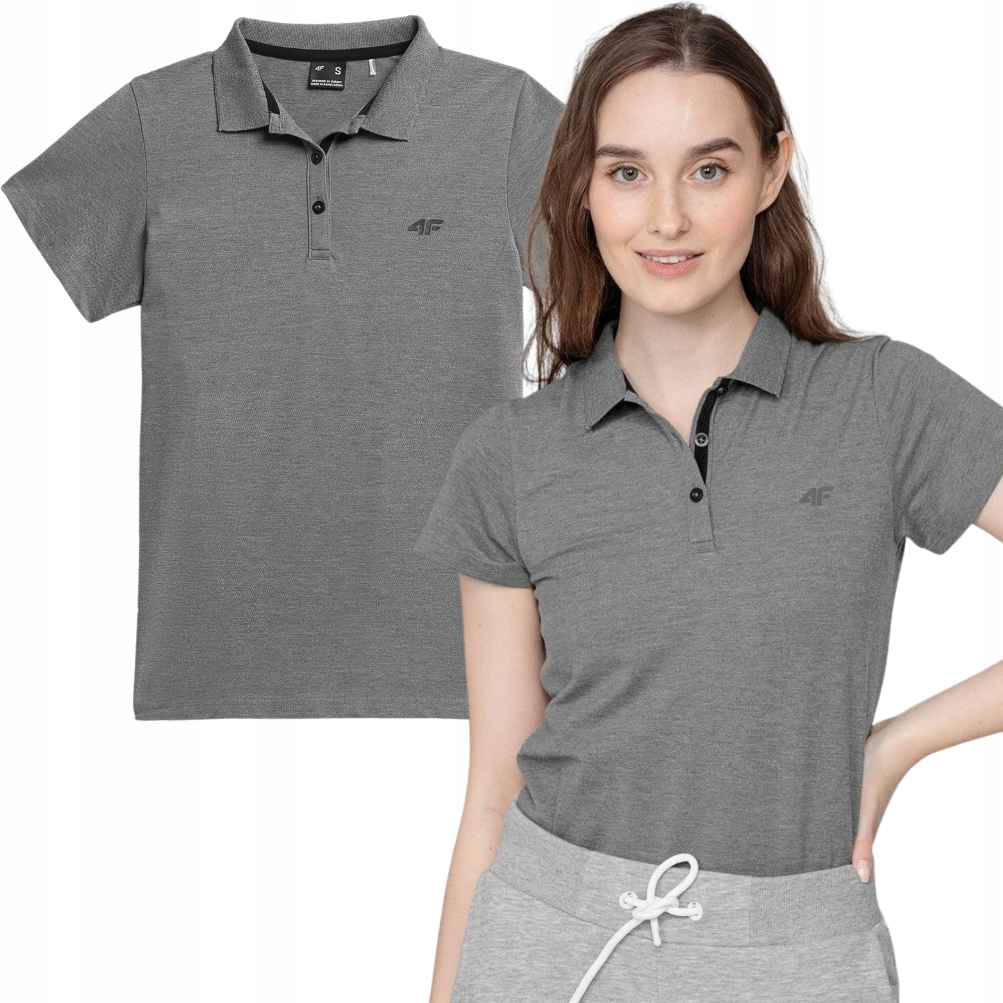 KOSZULKA POLO DAMSKA 4F BAWEŁNIANA SPORTOWA BASIC r. M