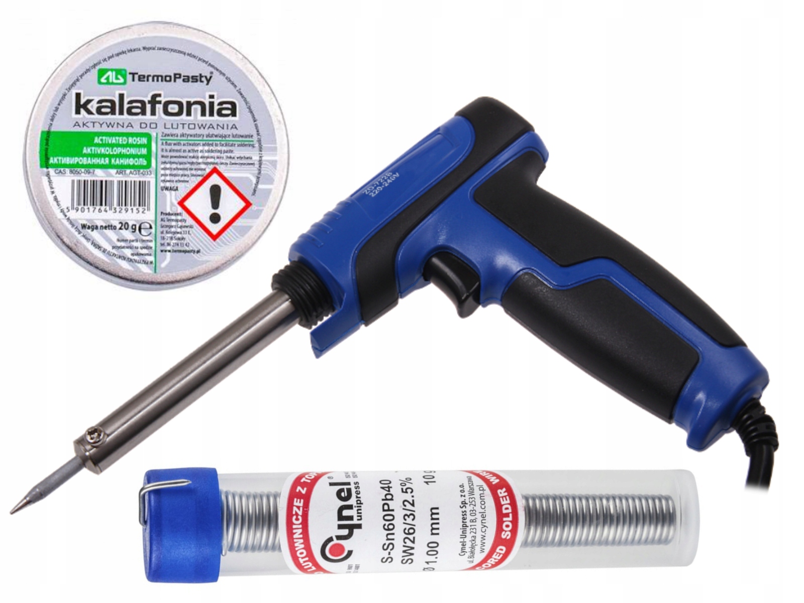 

Zestaw Lutownica ZD722 40W kalafonia fiolka cyna