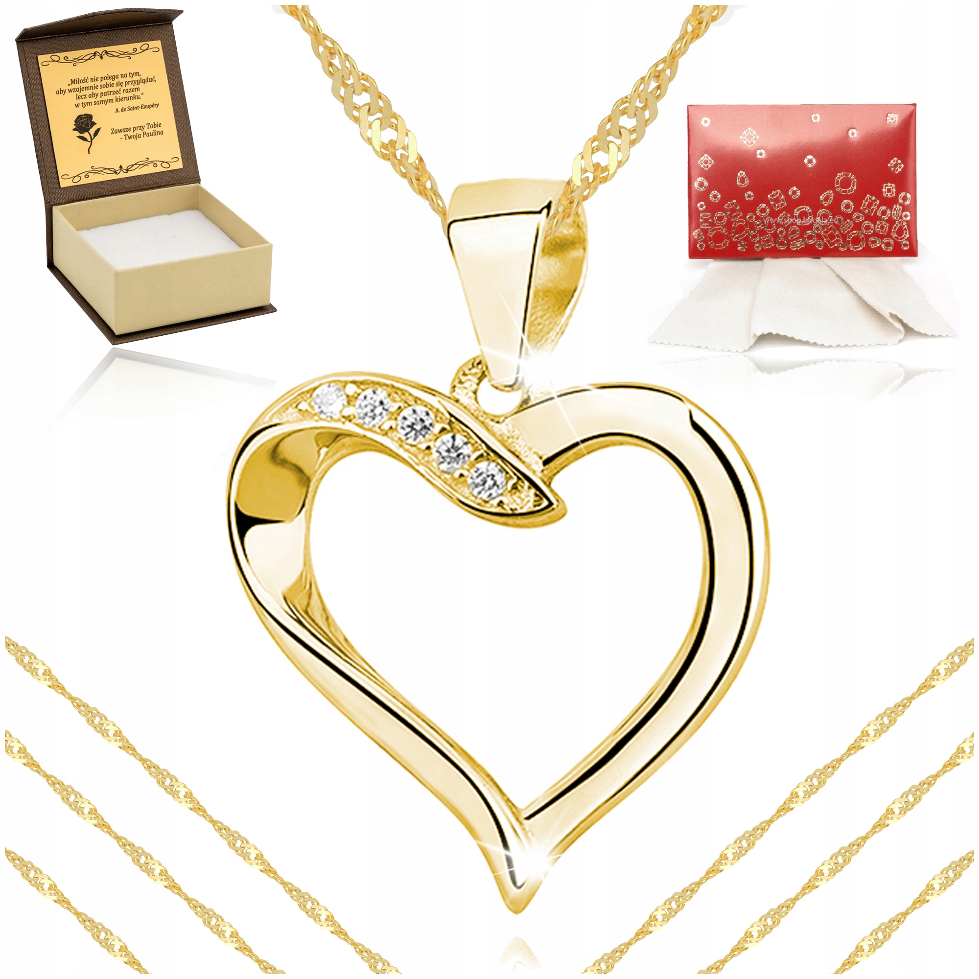 Zlatý Náhrdelník Srdce Ryzost 925 Stříbro Dárek Pro Babičku Maminku Gravírování Bonus