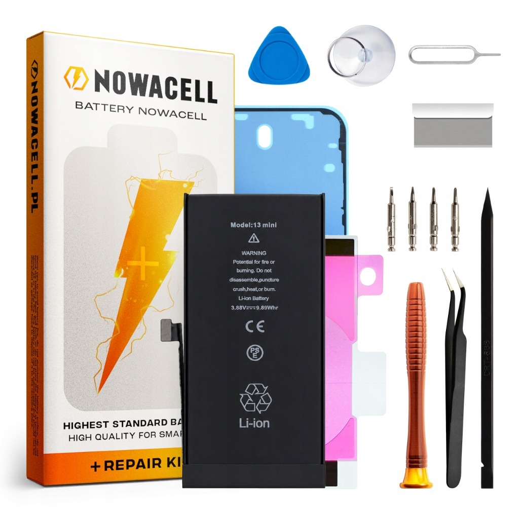 Bateria do iPhone 13 Mini Większa Pojemność 2550 mAh Zestaw Nowacell