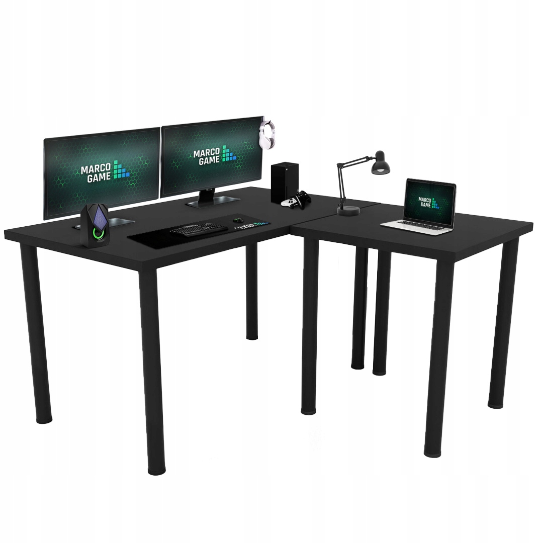 Rohový počítačový herní stůl pro hráče Marco Game Office White Black