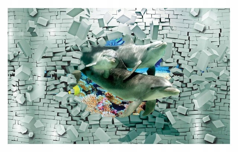 Fototapeta 3D Akvárium Pro Děti Delfíni 254x184