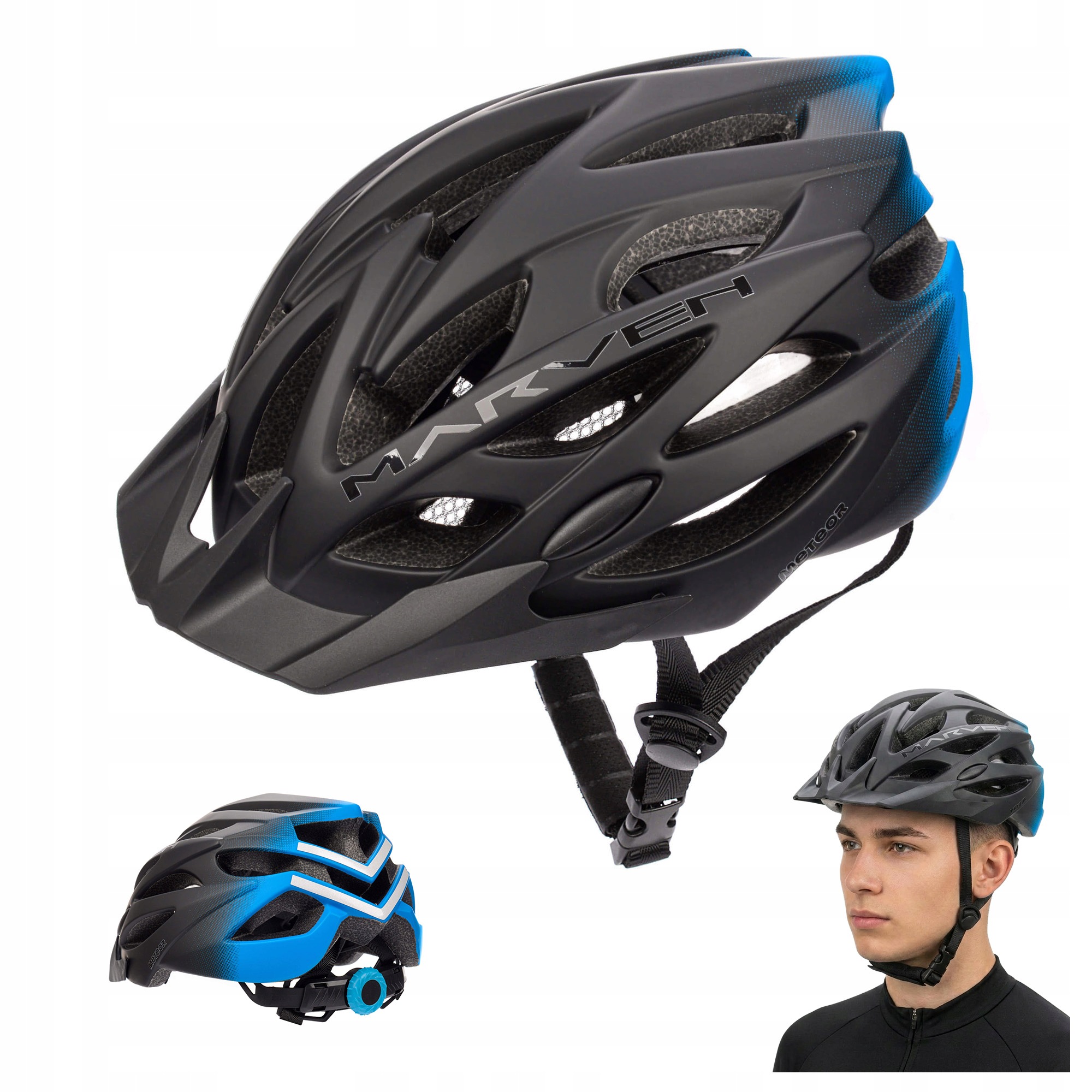 Lehká nastavitelná cyklistická přilba na kolo s kšiltem Meteor Marven S 52-56 cm