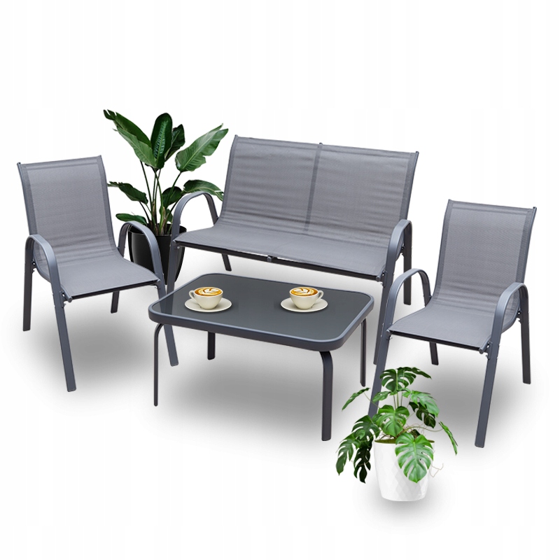 Zestaw mebli ogrodowych Aruba 4 części kanapa dwa fotele i stolik