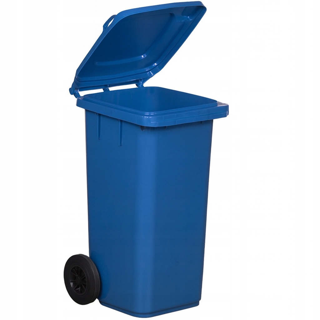 Pojemnik na śmieci i odpady 120L niebieski z kółkami i pokrywą – na papier