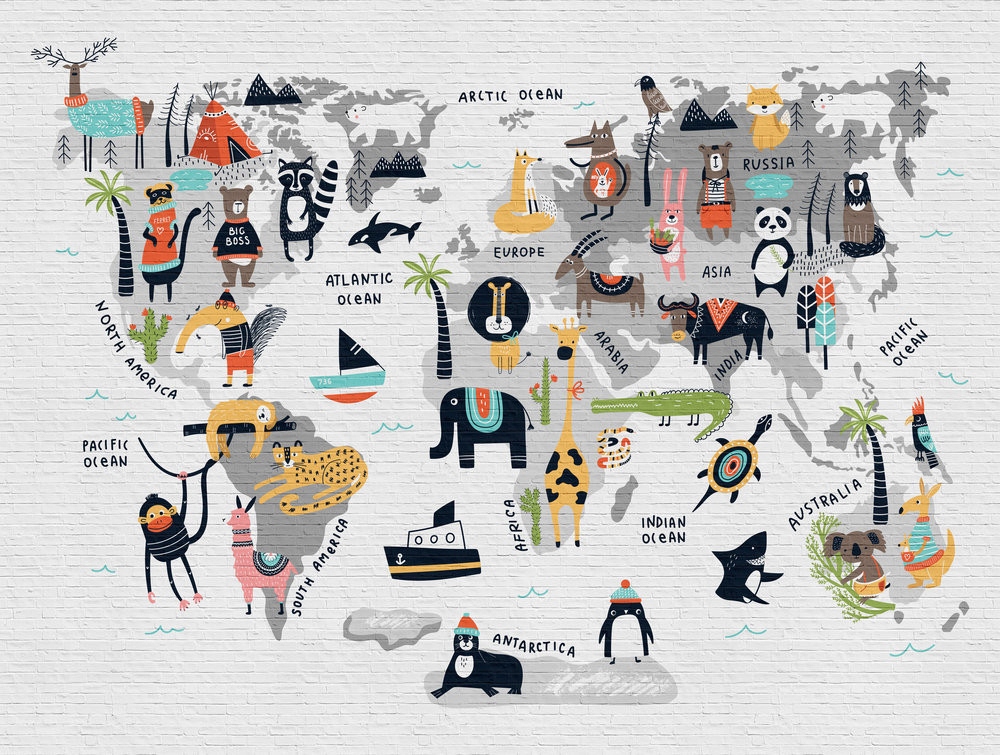 Tapeta Panel Fototapeta Cihlová mapa Děti Flizelinová