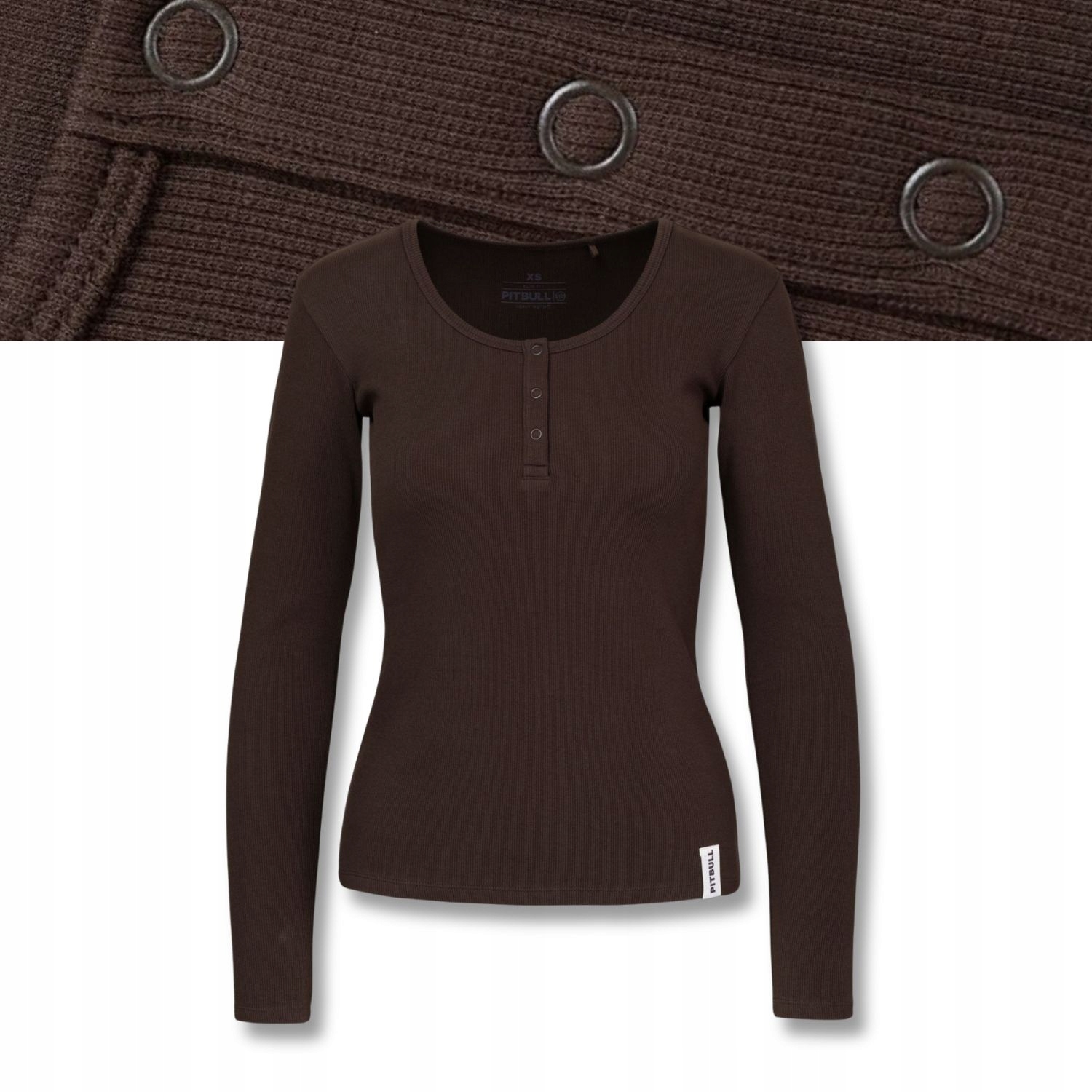 Dámský dlouhý rukáv Pitbull Halenka s dlouhým rukávem hrubá bavlna Rib Layla