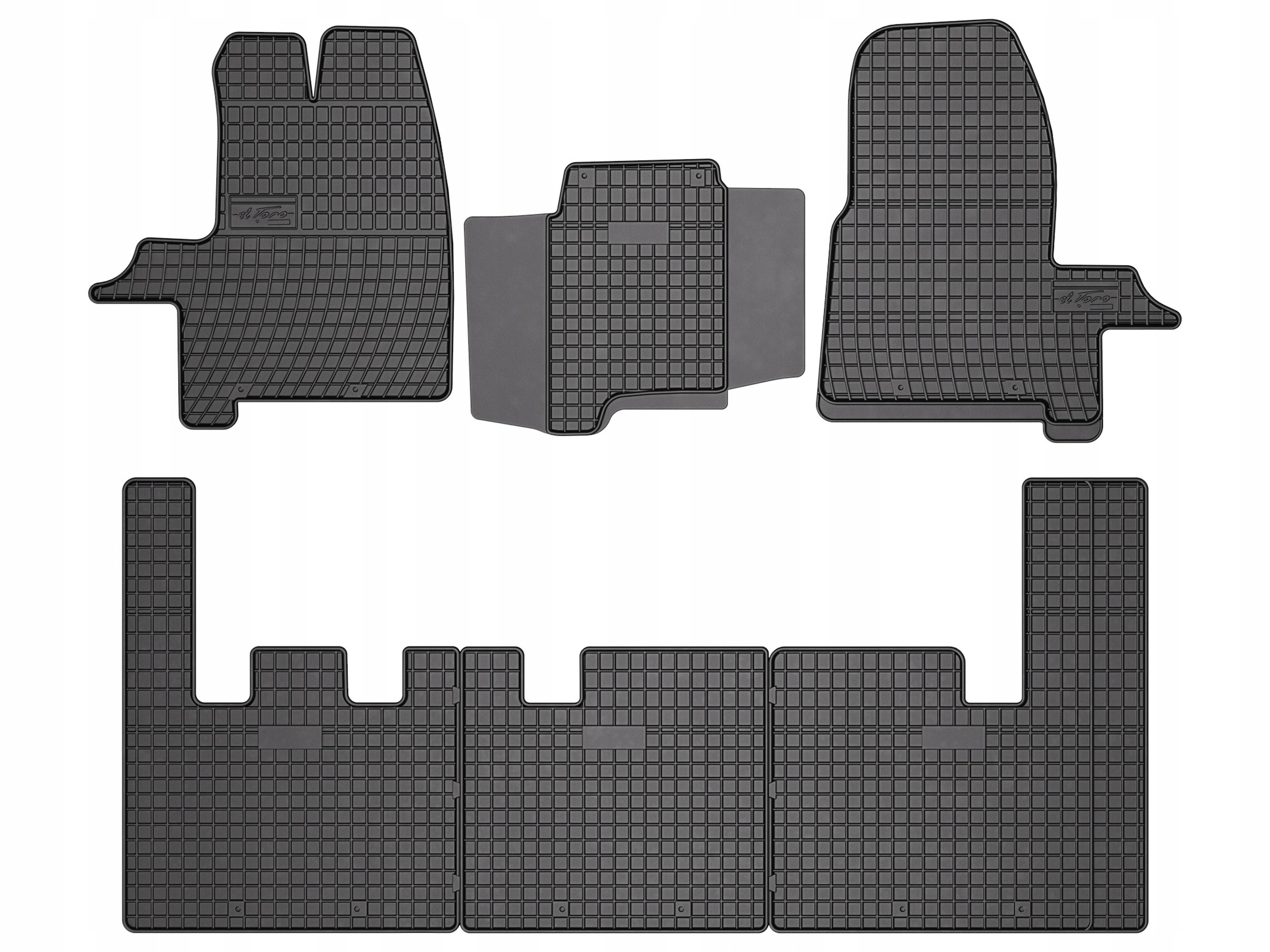 Gumové rohože Ford Transit Custom 2012-2021 7-os. komplet 6 ks SolidPRO