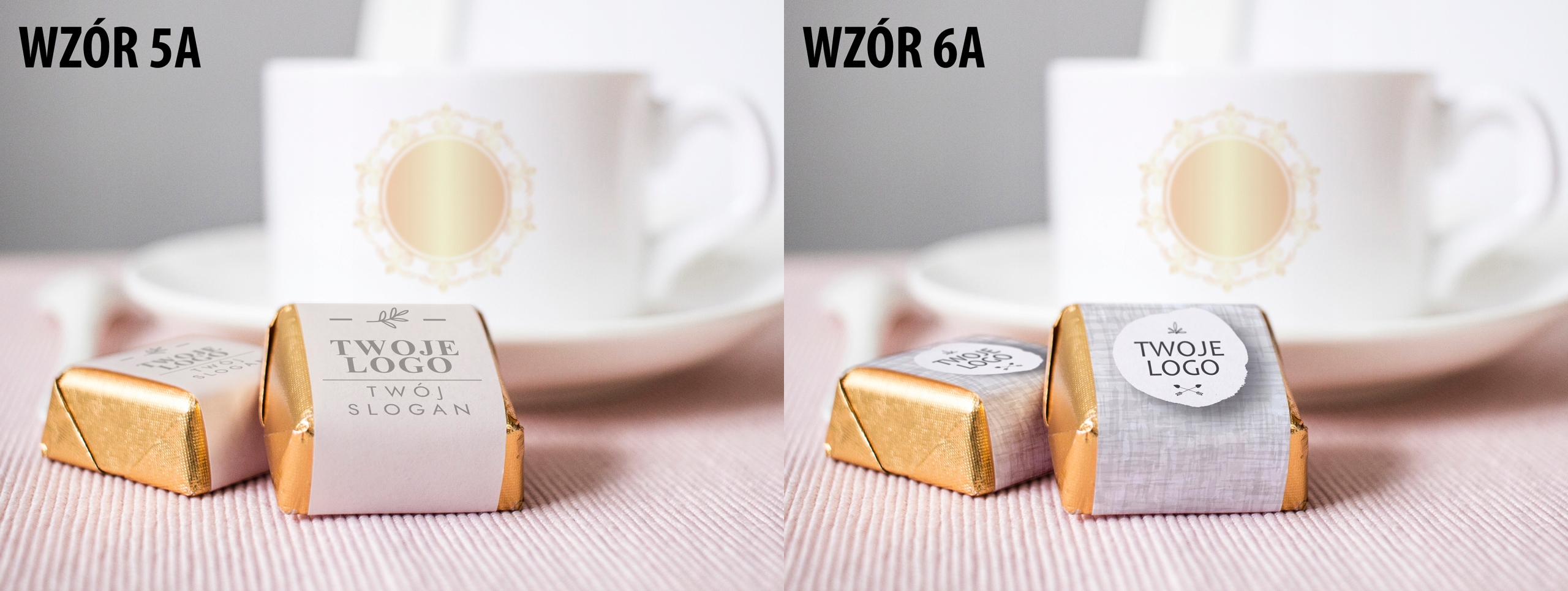 Czekoladki nadziewane PISTACJOWE z nadrukiem z logo 1000szt. Waga 0.01 kg