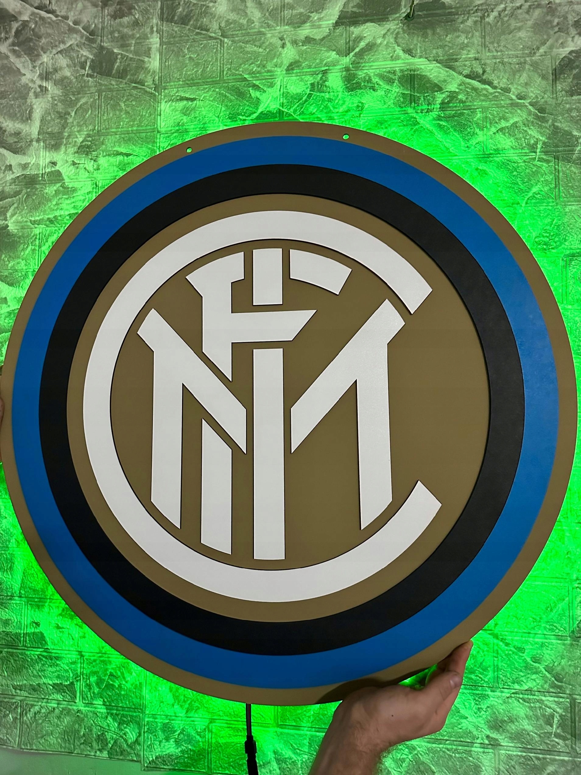 Herb Inter Milan Dřevěný 3D obraz Dárek Noční Lampa Led
