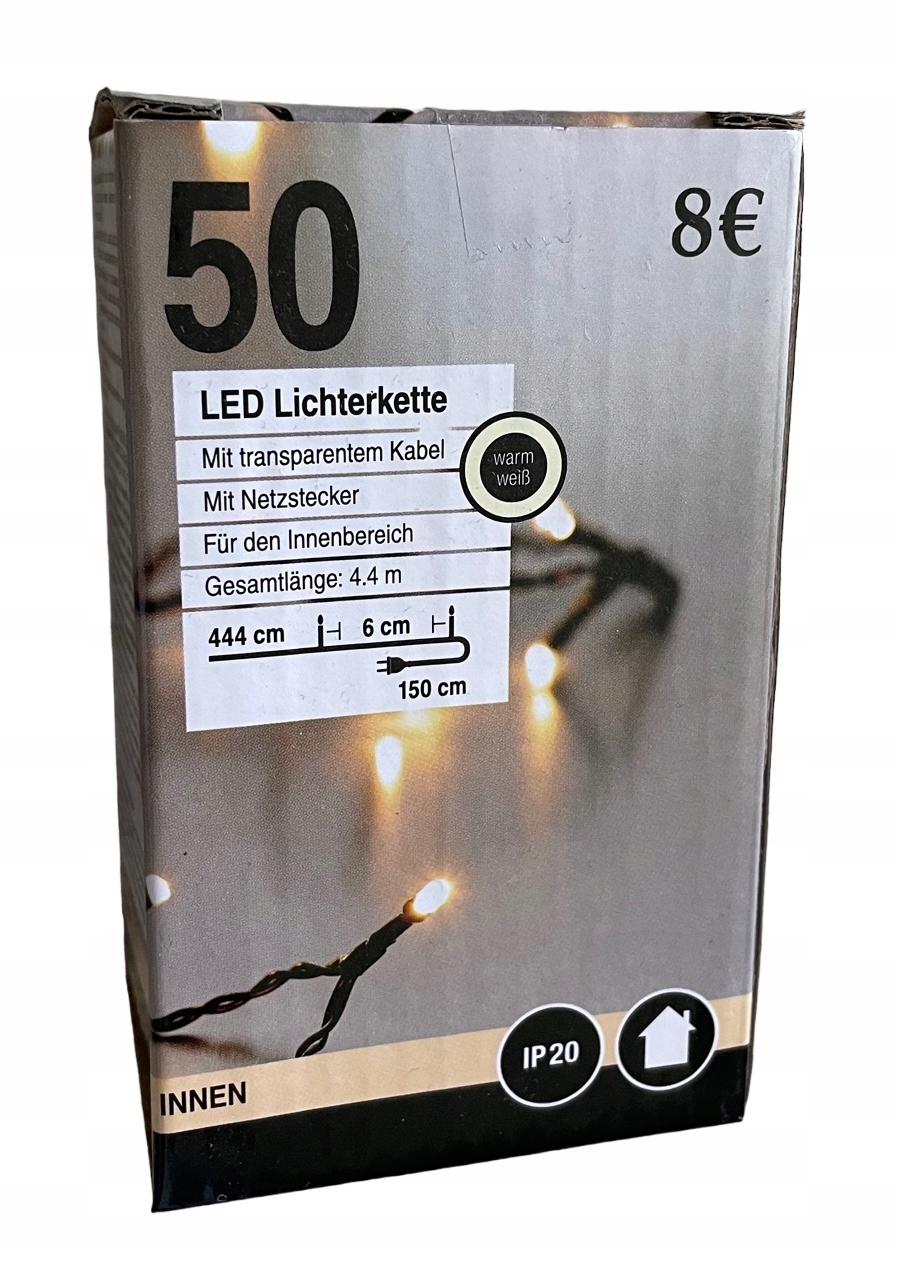 LAMPKI ŚWIĄTECZNE 50LED CIEPŁY BIAŁY 4,4m CHOINKOWE Marka bez marki