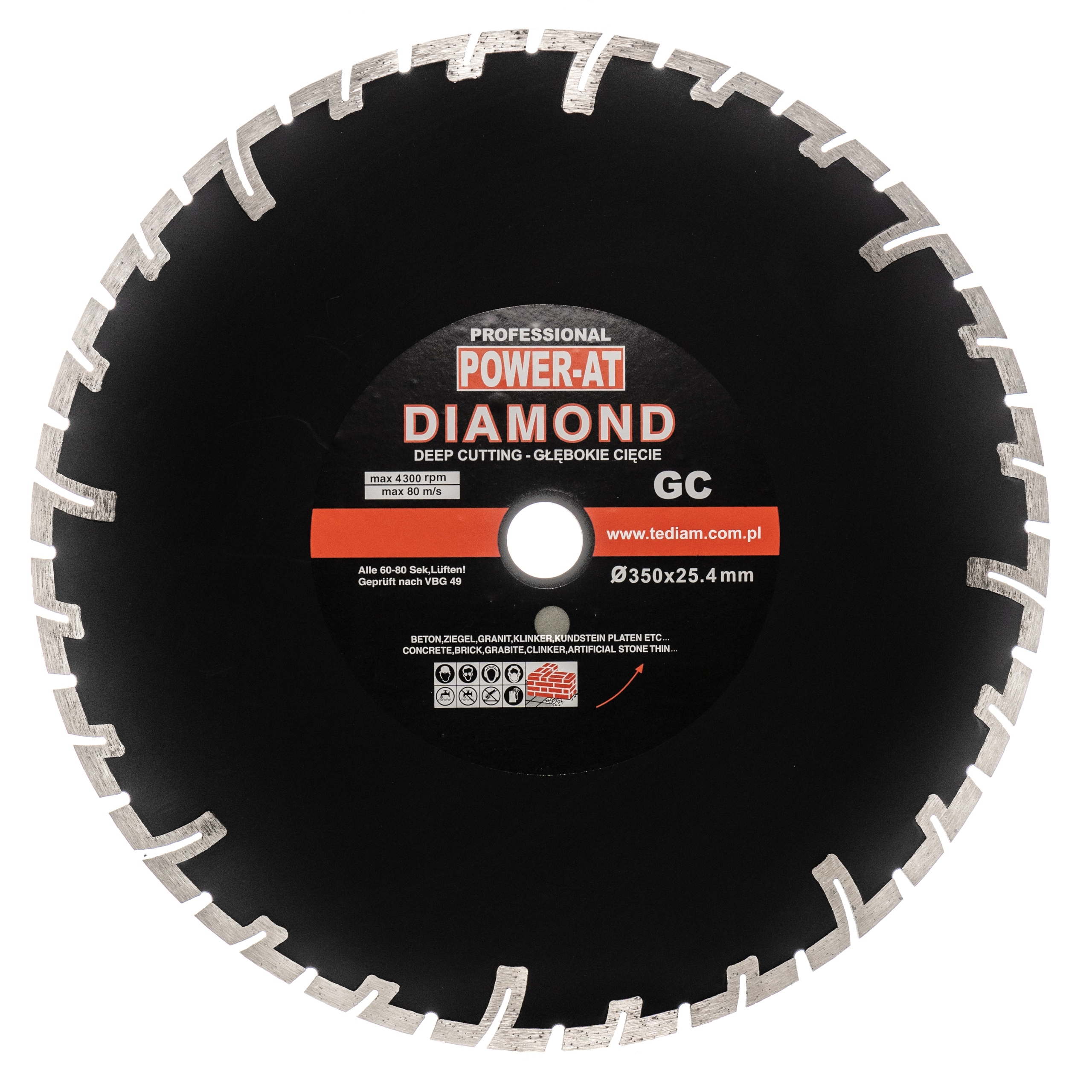 TARCZA DIAMENTOWA BETON KOSTKA 350 GŁĘBOKIE CIECIE