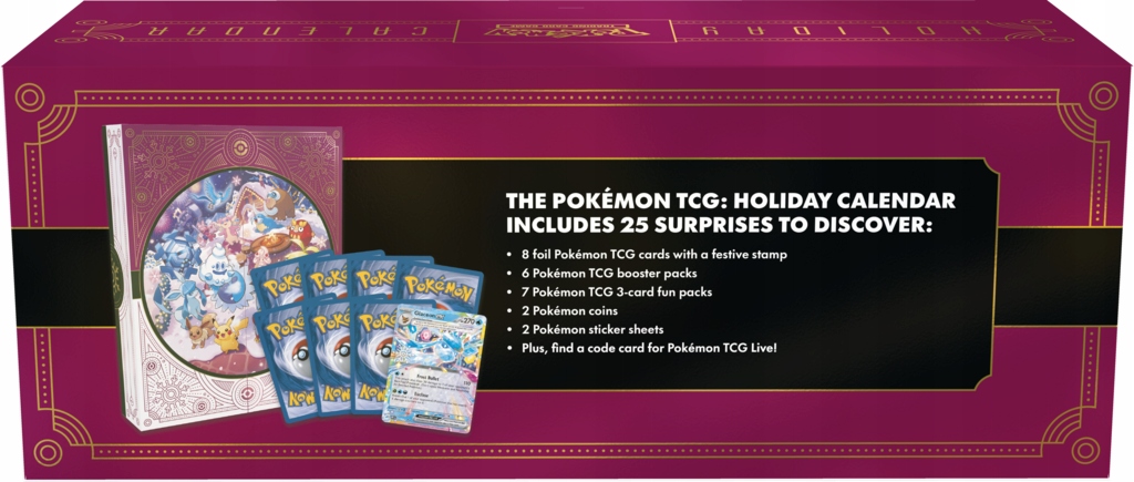Адвент-календарь Pokemon TCG Holiday Calendar 2025, коллекционные карты, бустеры и промо-карты — фото 4