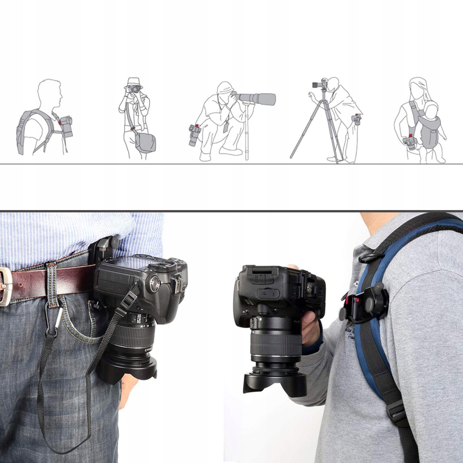 KLIPS MOCOWANIE UCHWYT NA PASEK DO APARAT DSLR 1/4 Kolor czarny