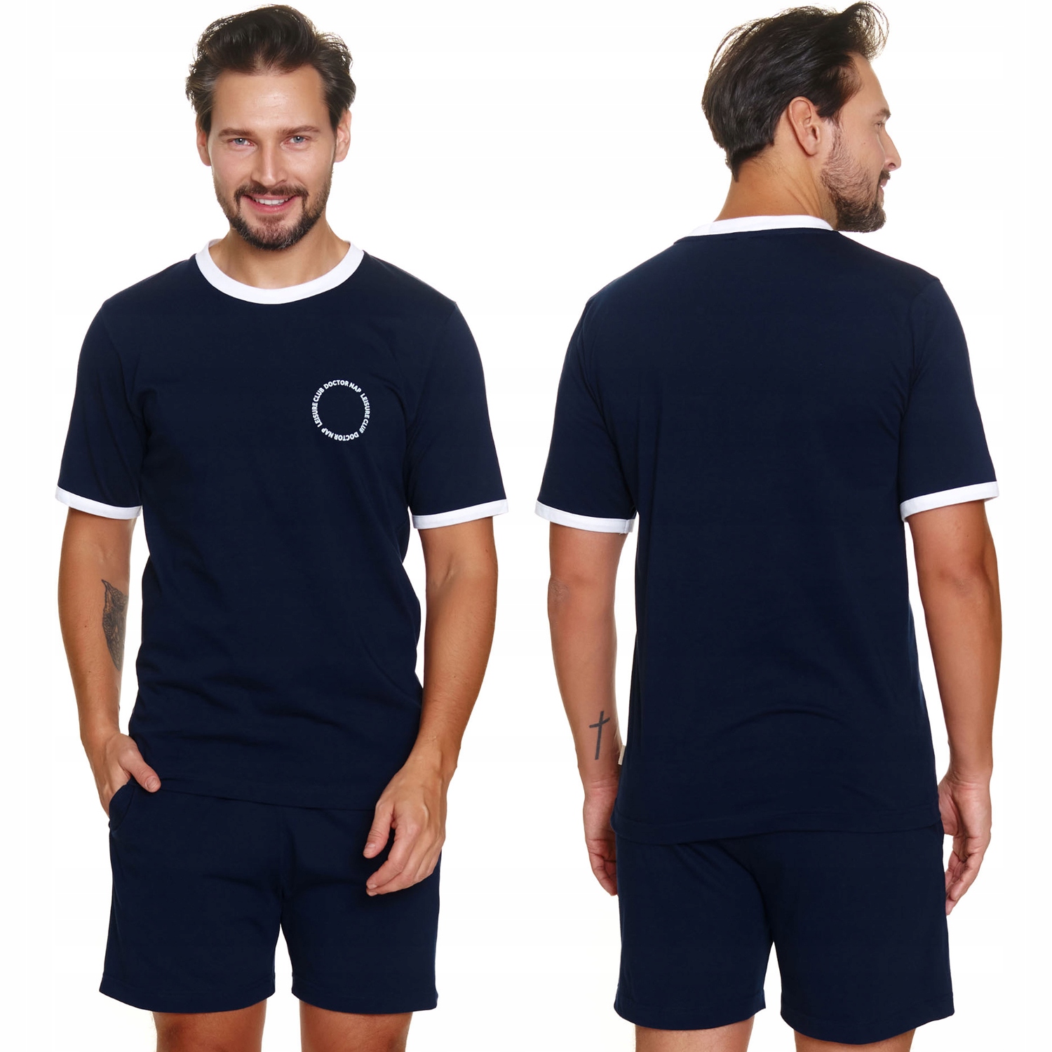 Doctor Nap PMB.7218 navy blue bavlna krátké kapsy tmavě modrá 2XL Pyžamo