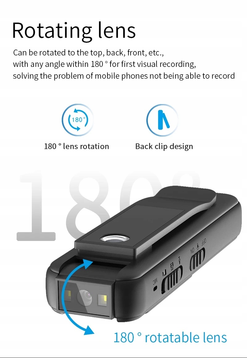 Mini Cam DV Body Camera FULL HD 1080P ekran LCD Model 2024